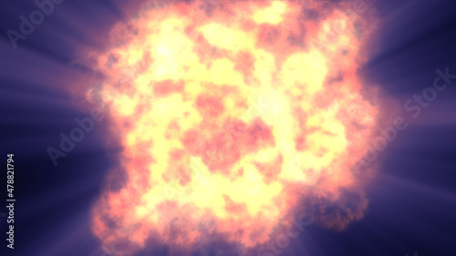 fire flame ball explosion in space, illustration