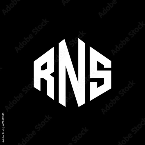 RNS letter logo design with polygon shape. RNS polygon and cube shape logo design. RNS hexagon vector logo template white and black colors. RNS monogram, business and real estate logo. photo