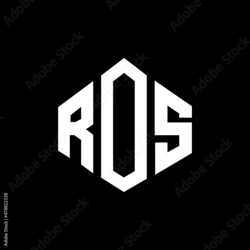 ROS letter logo design with polygon shape. ROS polygon and cube shape logo design. ROS hexagon vector logo template white and black colors. ROS monogram, business and real estate logo.