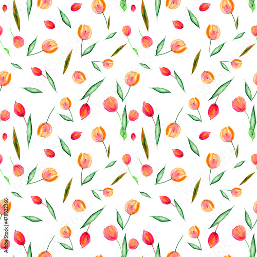 seamless pattern spring flowers tulips
