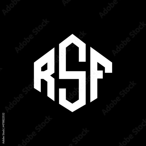 RSF letter logo design with polygon shape. RSF polygon and cube shape logo design. RSF hexagon vector logo template white and black colors. RSF monogram, business and real estate logo. photo
