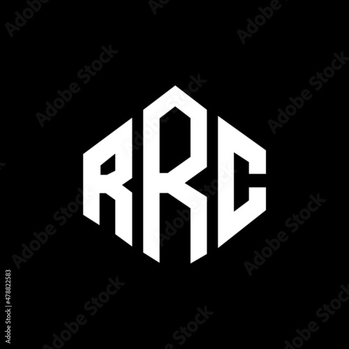 RRC letter logo design with polygon shape. RRC polygon and cube shape logo design. RRC hexagon vector logo template white and black colors. RRC monogram, business and real estate logo.