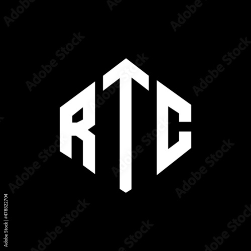 RTC letter logo design with polygon shape. RTC polygon and cube shape logo design. RTC hexagon vector logo template white and black colors. RTC monogram, business and real estate logo. photo