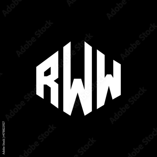 RWW letter logo design with polygon shape. RWW polygon and cube shape logo design. RWW hexagon vector logo template white and black colors. RWW monogram, business and real estate logo. photo