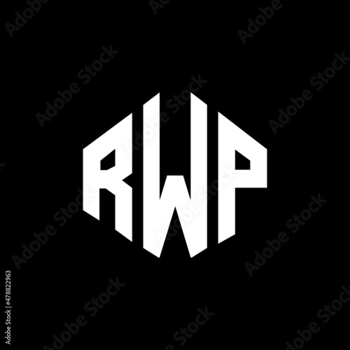 RWP letter logo design with polygon shape. RWP polygon and cube shape logo design. RWP hexagon vector logo template white and black colors. RWP monogram, business and real estate logo. photo