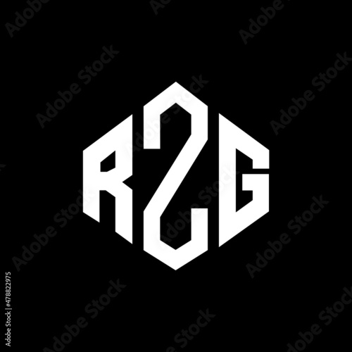 RZG letter logo design with polygon shape. RZG polygon and cube shape logo design. RZG hexagon vector logo template white and black colors. RZG monogram, business and real estate logo.