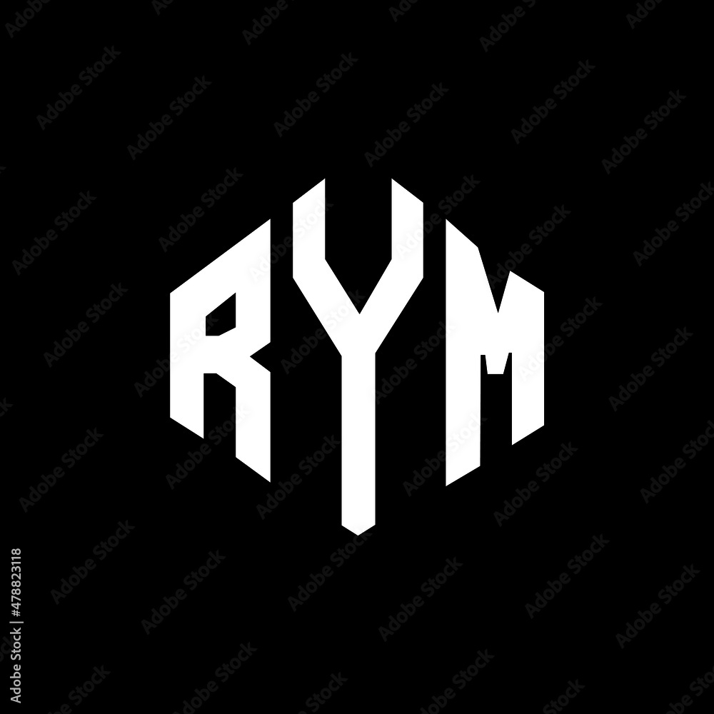 RYM letter logo design with polygon shape. RYM polygon and cube shape
