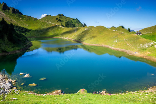 Lac De Lessy and Mountain landscape in The Grand-Bornand, France