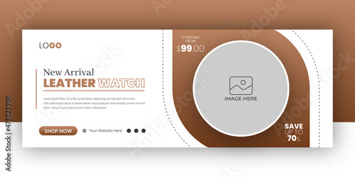 Watch sale banner and social media facebook cover template