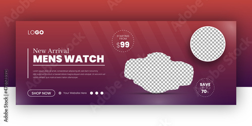 Watch sale banner and social media facebook cover template