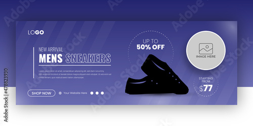 Sneakers sale banner and social media facebook cover template