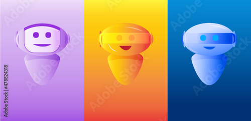 Set of cute robot ai character
