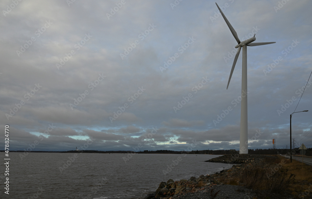 wind turbine on the beach