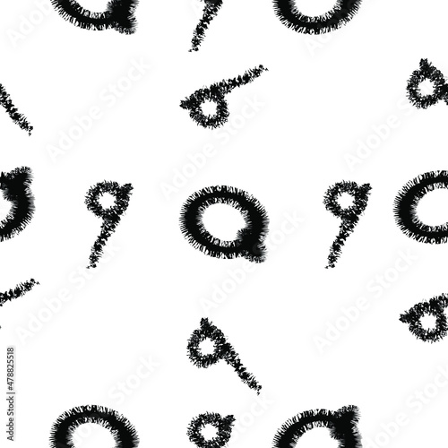 Black letter Q on a white background. Monochrome drawing. For wallpaper and background.