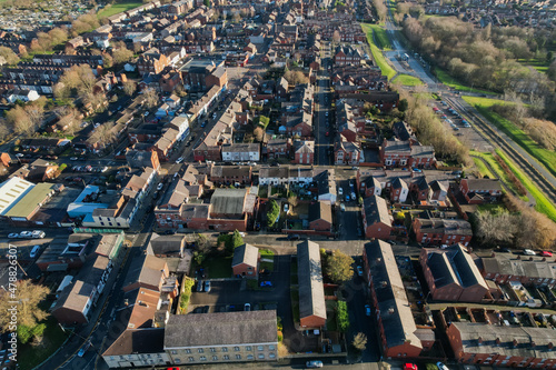 Aerial Houses Residential British England Drone Above View Summer Blue Sky Estate Agent. photo