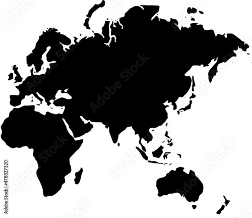Asia, Europe, Africa, Middle East, Australia map atlas vector illustration transparent