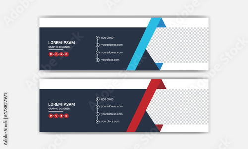 Email signature template. Corporate mail business email signature banner.