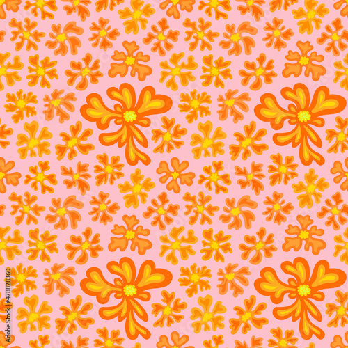 Vector seamless pattern. Ornament with flowers. Design print for textile, fabric, wallpaper, background.