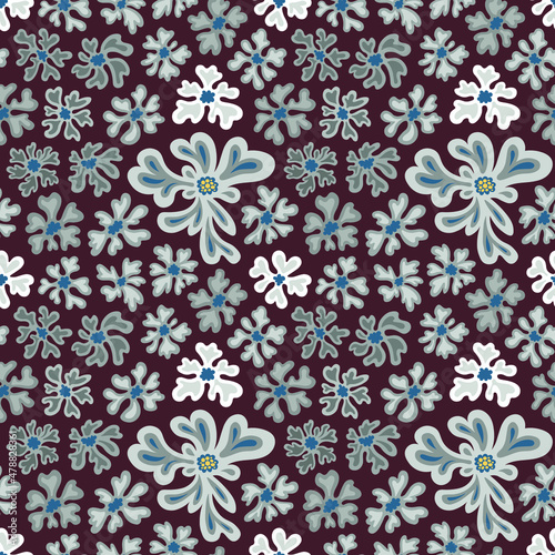 Vector seamless pattern. Ornament with flowers. Design print for textile, fabric, wallpaper, background.