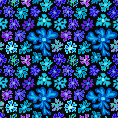Vector seamless pattern. Ornament with flowers. Design print for textile, fabric, wallpaper, background.