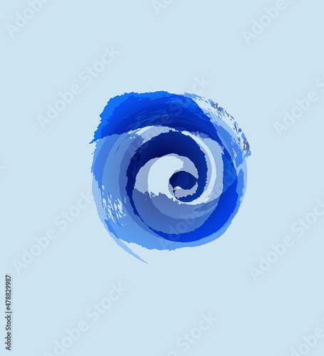 Hand drawn acrylic element, light blue round stroke isolated on white background.
