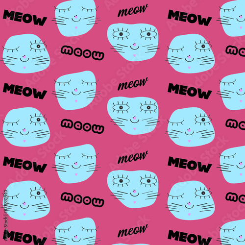 Cat faces pattern background