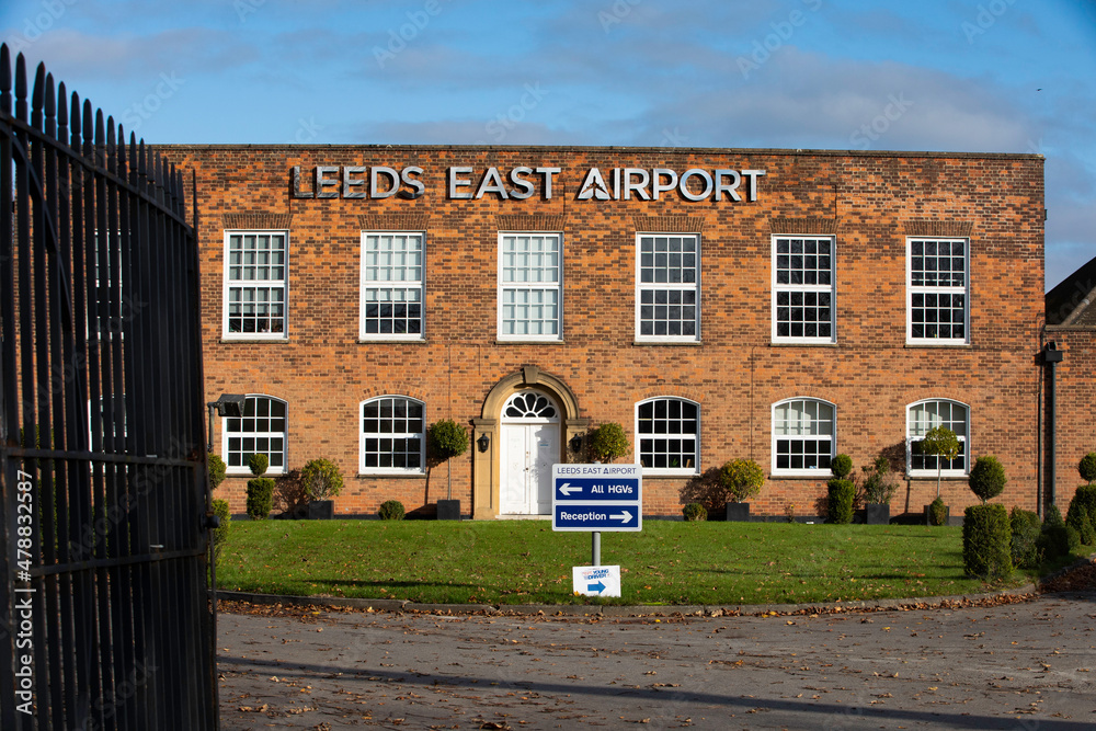East Leeds Airport entrance near Church Fenton. Former RAF Church