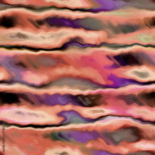 Bright marbled painterly abstract beach wear pattern. Seamless summer fashion organic clothing fluid ink design swatch. 