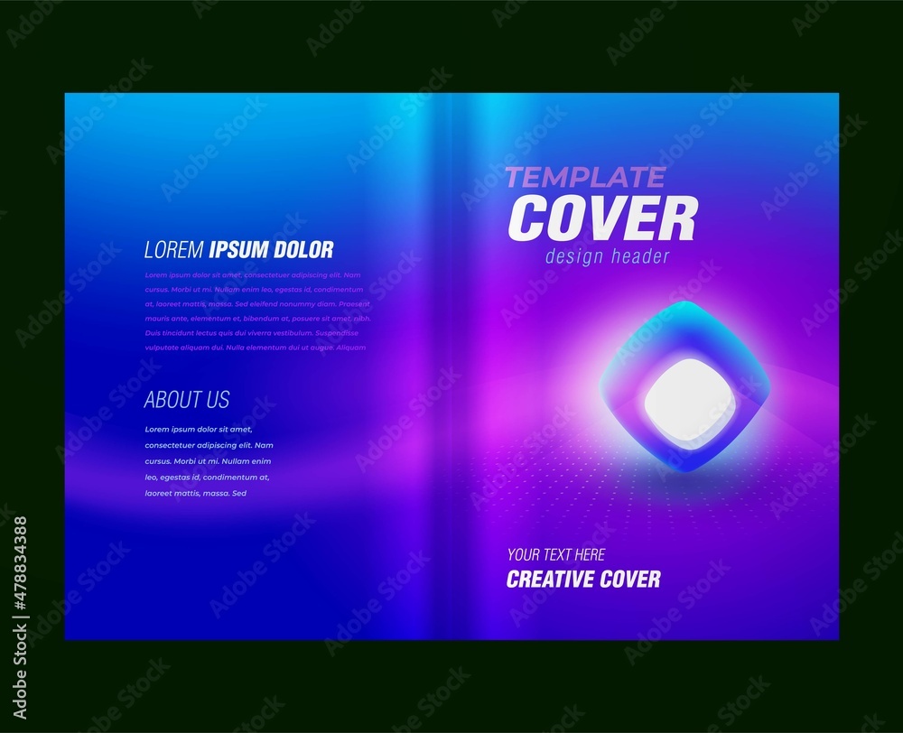 Brochure luminescence rays 3d element vector cover design template violet and blue color gradient vector Brochure luminescence rays 3d element vector cover design template violet and blue color gradient vector