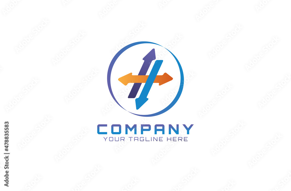 arrow logo with letter h style inside circle. company logo with the initials letter H. arrows that explain the direction of the company's goals. arrow logo with letter h style inside circle. company logo with the initials letter H. arrows that explain the direction of the company's goals.