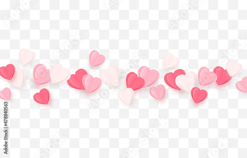 Vector paper hearts png. Valentine's day, pink and white hearts png, love, holiday, paper elements.
