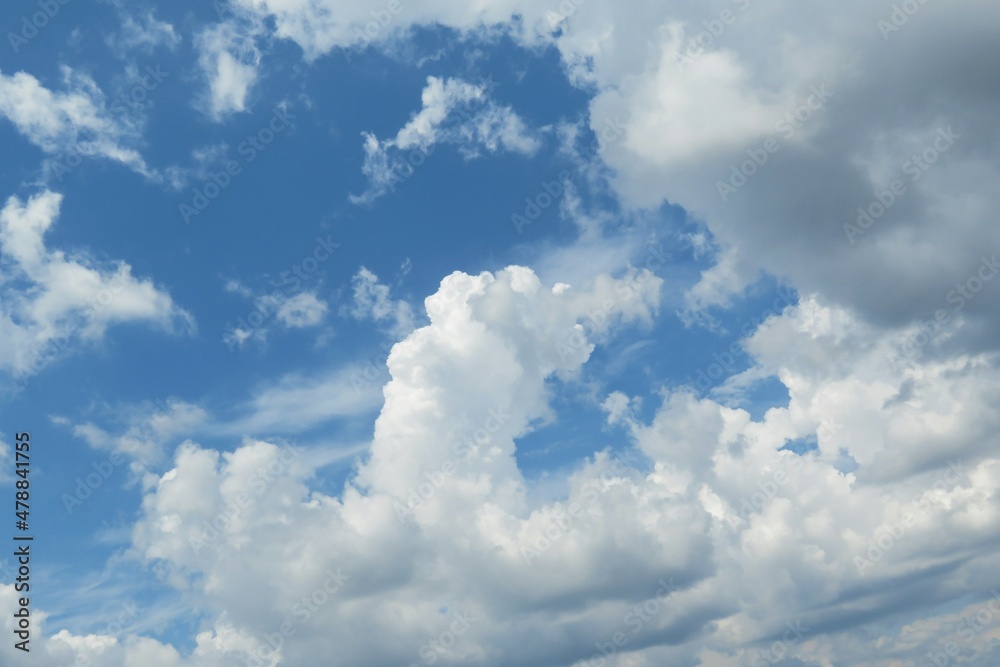 Beautiful fluffy cumulus clouds in blue sky, natural clouds background Beautiful fluffy cumulus clouds in blue sky, natural clouds background