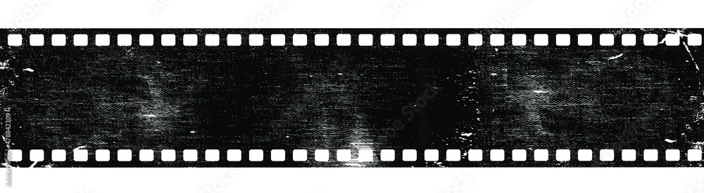 Grunge film strip. Old retro cinema movie strip. Video recording. Vector illustration. - obrazy, fototapety, plakaty 