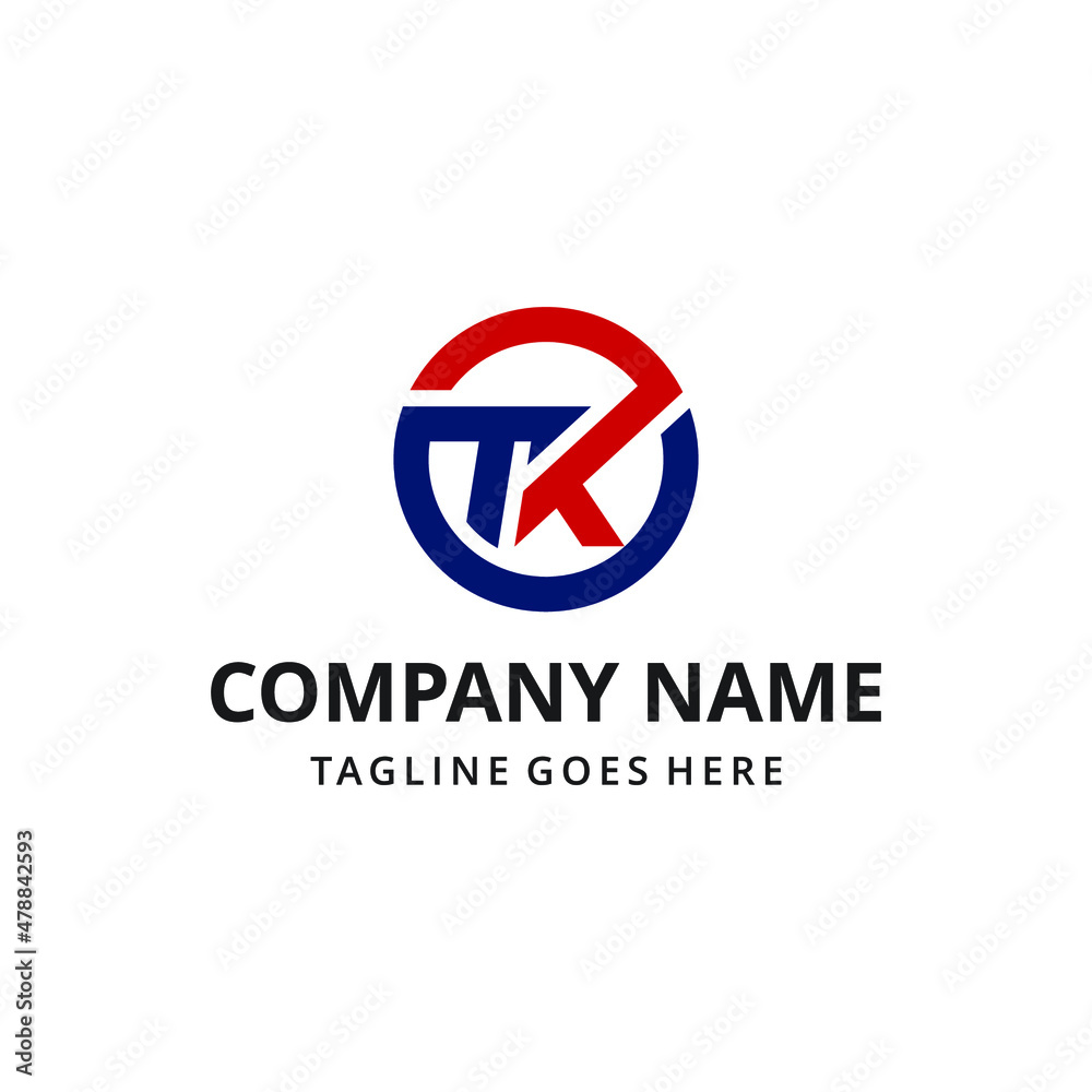 Abstract illustration Initials TK shape triangle with geometric circle logo design template Abstract illustration Initials TK shape triangle with geometric circle logo design template