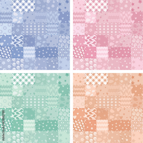 vector patchwork handicraft fabric background