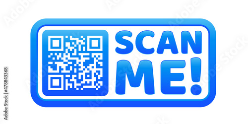 QR code for smartphone. Inscription scan me with smartphone icon. Qr code for payment. Vector illustration.