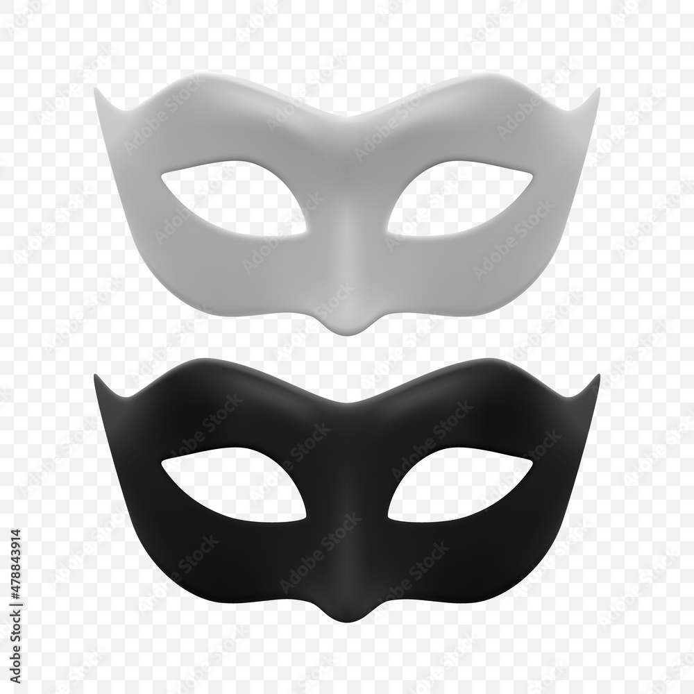Vector 3d Realistic Carnival Face Mask Icon Set, Masks for Party Decoration, Masquerade Closeup Isolated. Design Template of Mask for Man or Woman. Carnival, Party, Secret, Hero, Stranger Concept Vector 3d Realistic Carnival Face Mask Icon Set, Masks for Party Decoration, Masquerade Closeup Isolated. Design Template of Mask for Man or Woman. Carnival, Party, Secret, Hero, Stranger Concept
