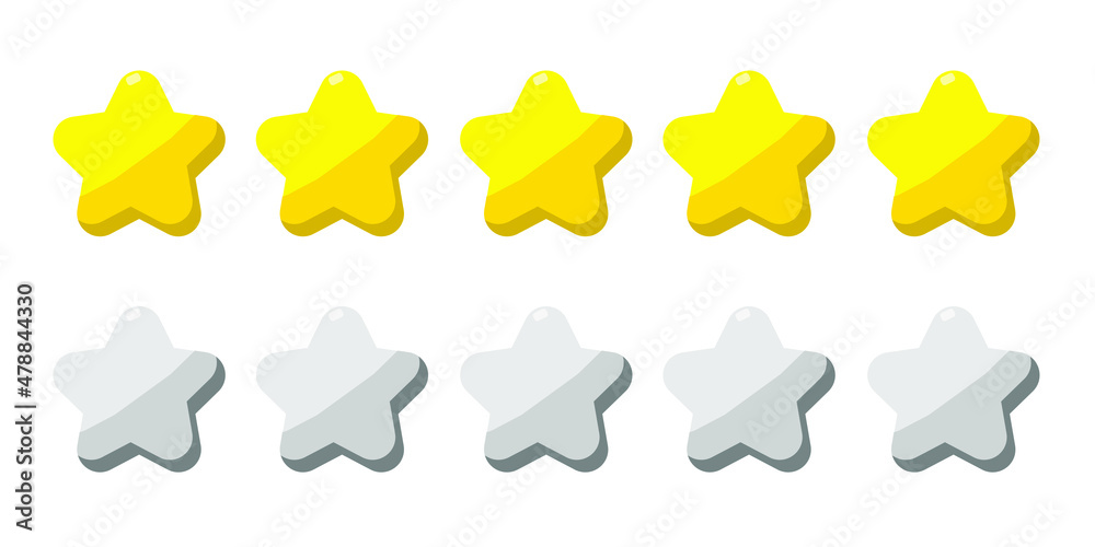 Rating Review icon - Flat design, glyph style icon - Yellow and Grey set