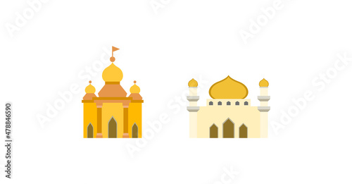 Hindu Temple emoji. Isolated Hinduist Temple Vector. Mosque vector isolated icon. Mosque emoji illustration. Mosque vector isolated emoticon
