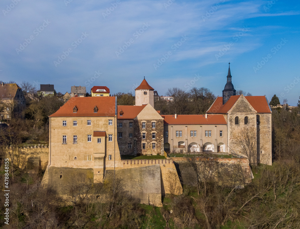 Aerial view of the Goseck castle and monastery complex in Germany