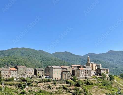 Pietricaggio, a dreamy hilltop village nestled in the mountains of Castagniccia, Corsica.
