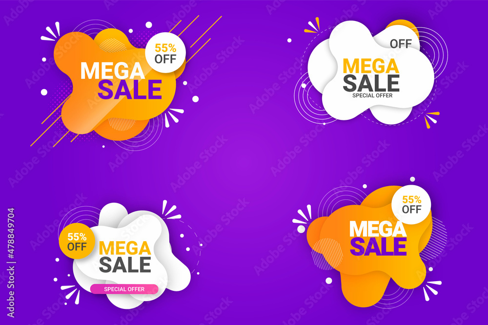 sales banner set  background origami style
