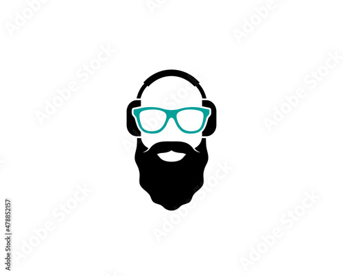 creative bald man beard logo vector symbol