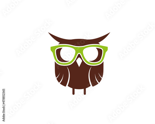 Creative owl geek glasses logo vector design symbol illustration