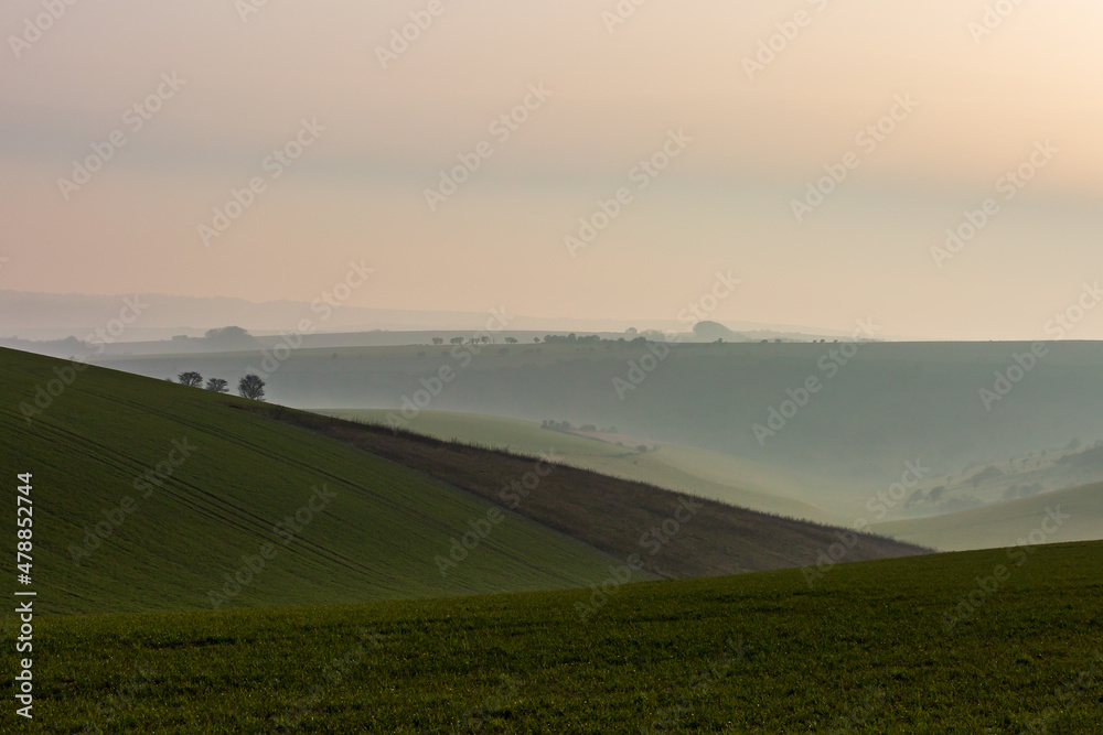 Late afternoon light on a winters day, on Ditchling Beacon in Sussex Late afternoon light on a winters day, on Ditchling Beacon in Sussex