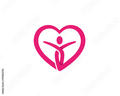 creative person inside the heart symbol logo vector