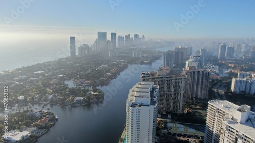 Fototapeta Naklejka Na Ścianę i Meble -  Aerial Photo The Waterways Aventura Florida
