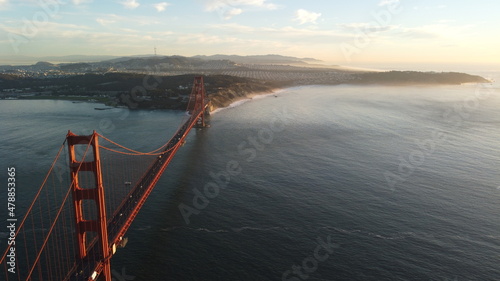 Golden Gate Bridge at Sunset Aerial Photo