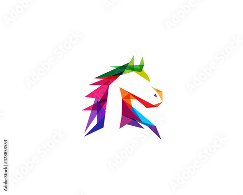 creative polygonal horse head logo vector design symbol illustration