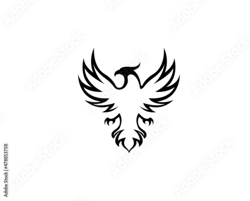 creative black phoenix logo vector symbol illustration